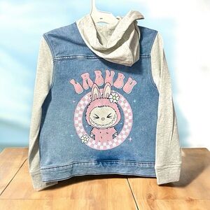 New Girls Labubu Denim Hoodie Jean Jacket